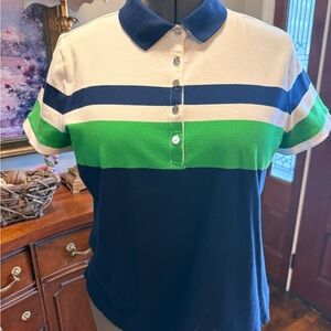 Ralph Lauren Blue and Green Striped Blouse